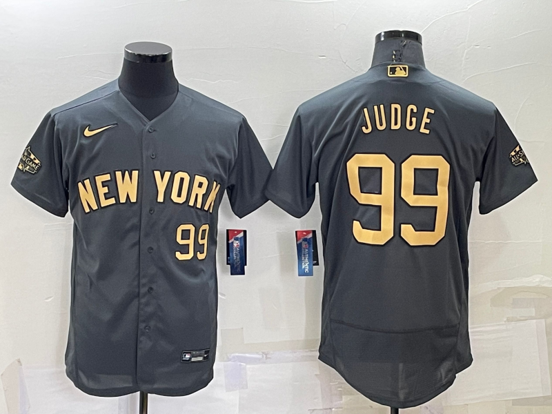 Men's New York Yankees #99 Aaron Judge 2022 All-Star Charcoal Flex Base Stitched Baseball Jersey